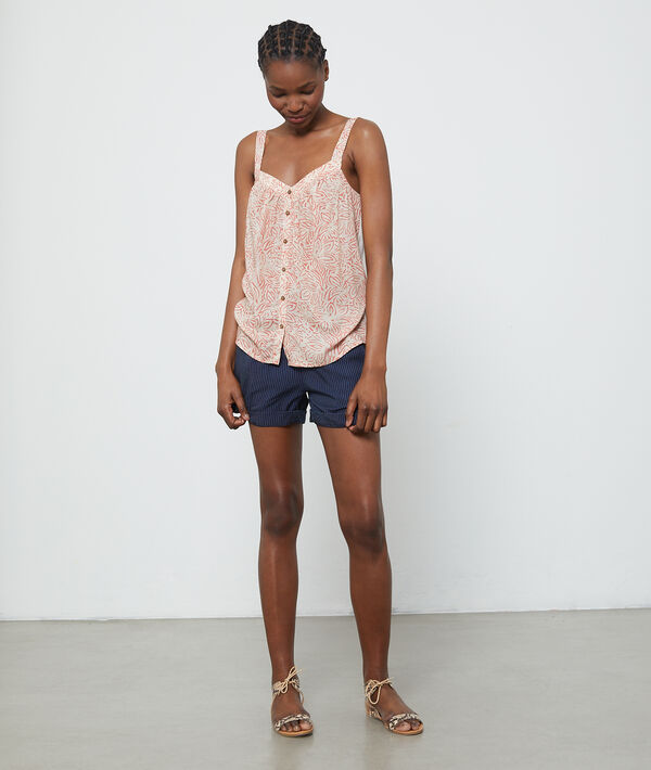 Top à imprimé floral ecru.