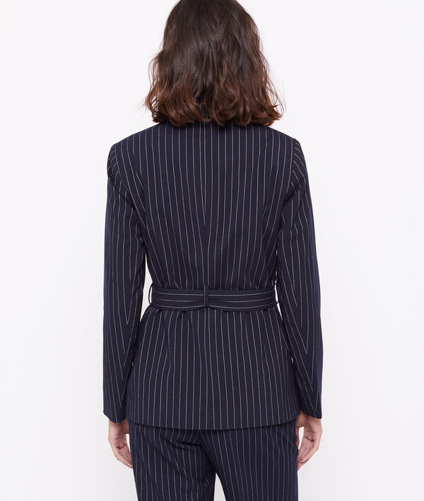 Veste de tailleur ceinturée à rayures Veste de tailleur ceinturée à rayures