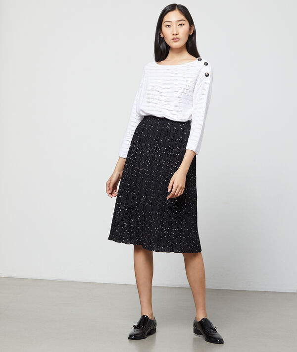 Pull en maille ajourée blanc.