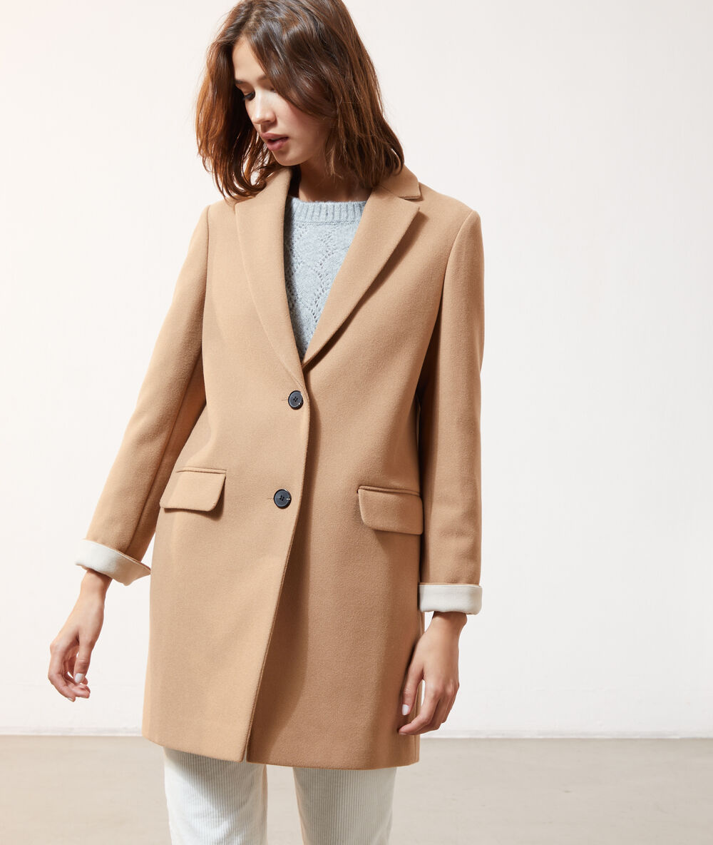 Manteau droit camel.