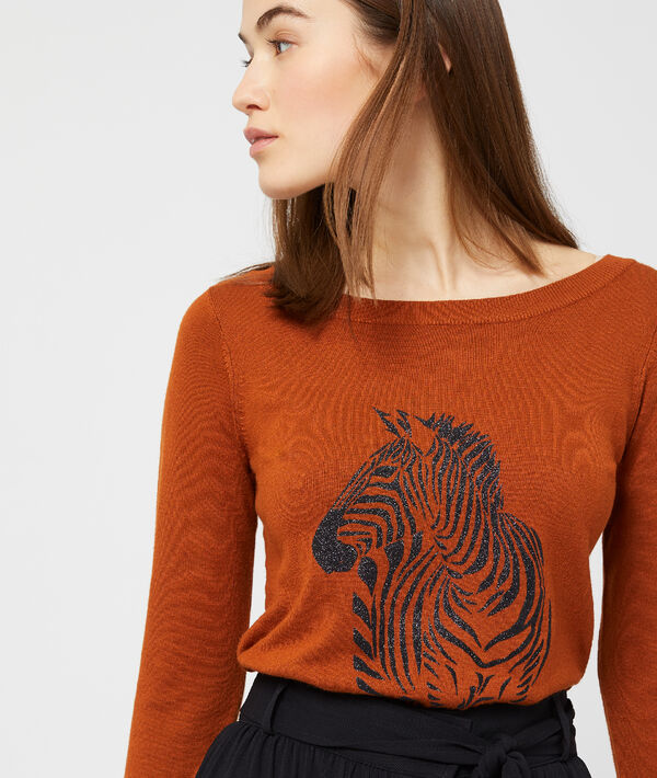 Pull maille fine zèbre orge.