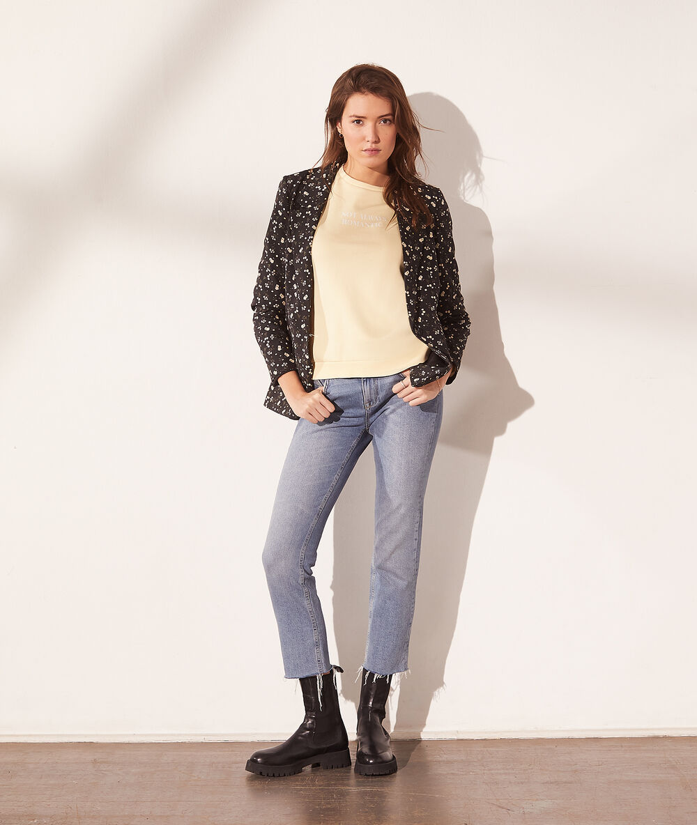 Sweat manches longues "not always romantic" vanille.