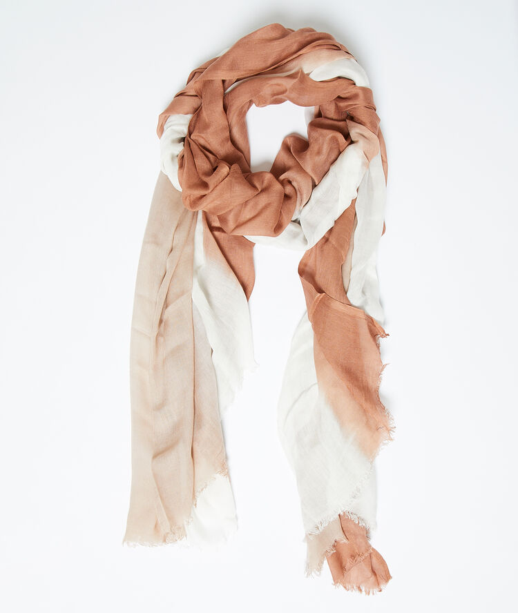 Foulard imprimé tie and dye camel.