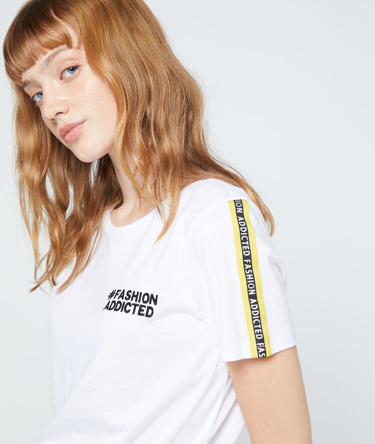 T-shirt "fashion addicted" ecru.