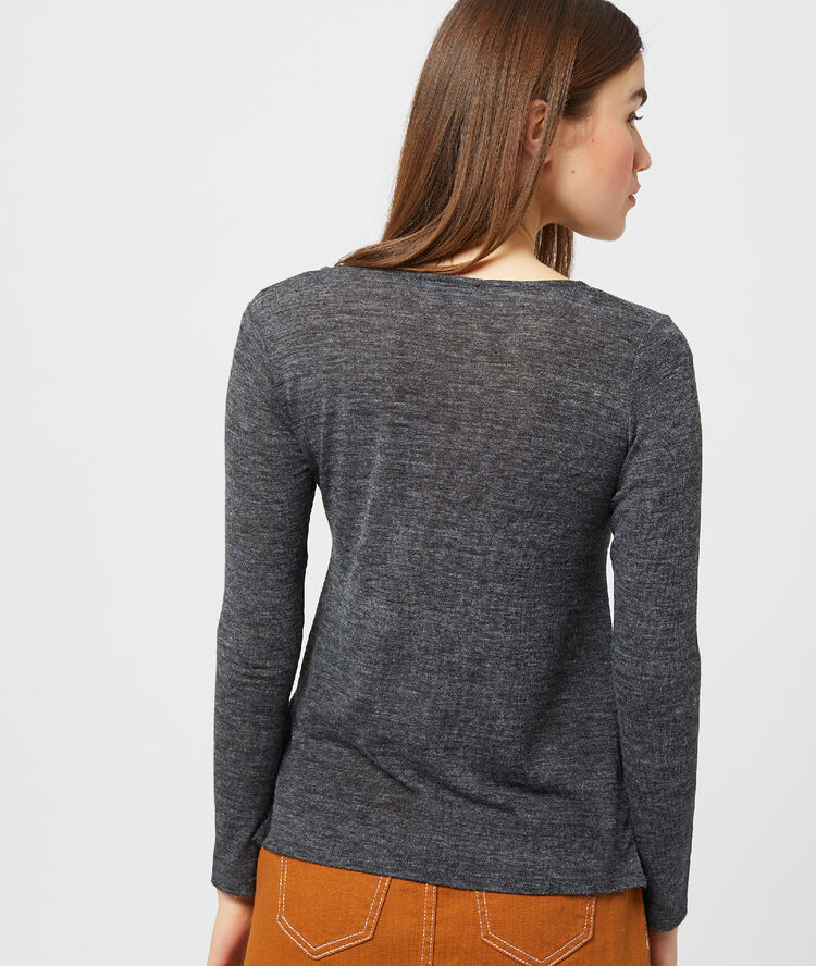 Top jersey noué devant gris chine fonce.