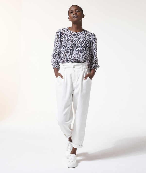 Blouse col rond imprimé fleurie Blouse col rond imprimé fleurie