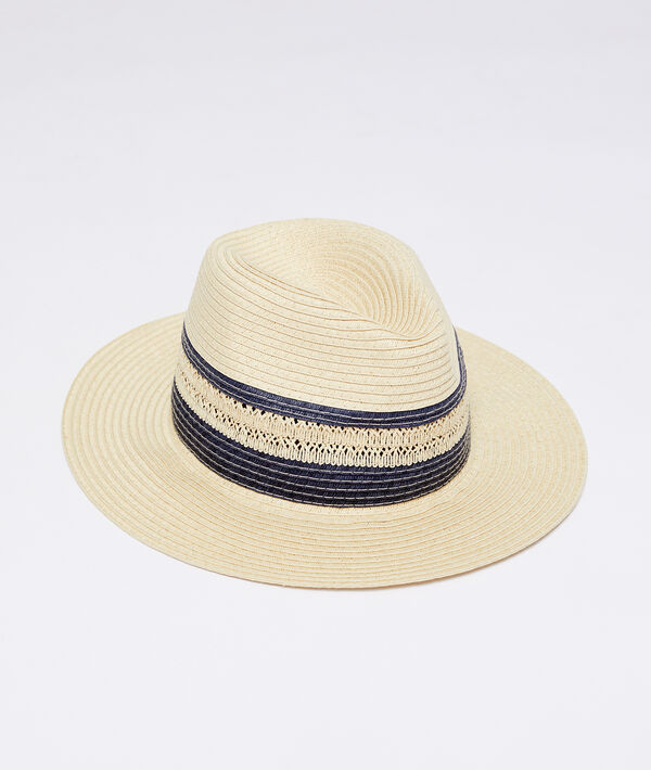 Chapeau effet paille beige.