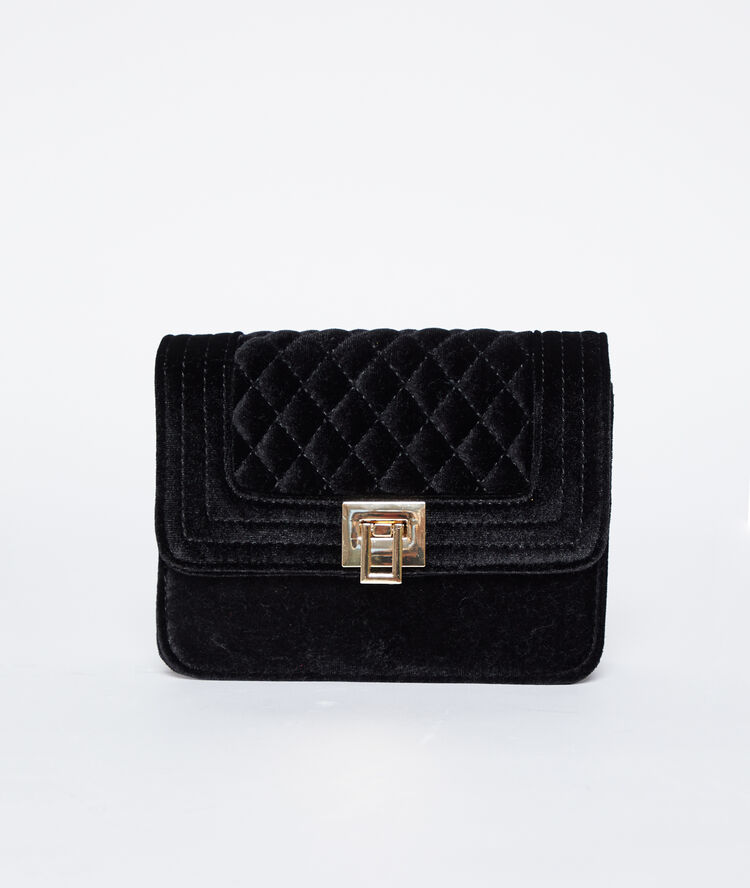 Sac matelassé effet velours noir.