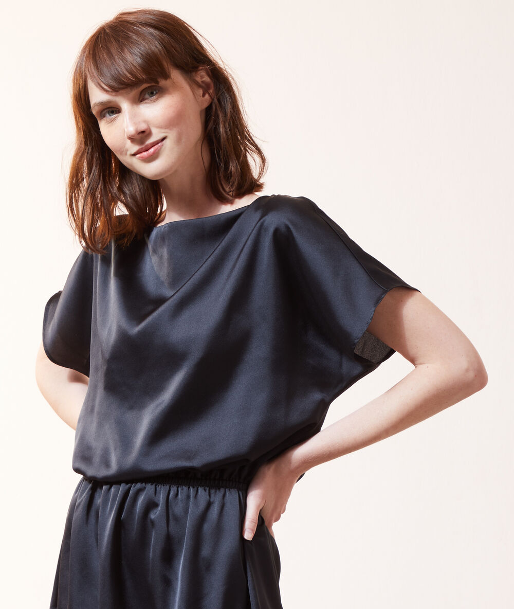 Robe midi 2 en 1 - brassière intégrée noir.