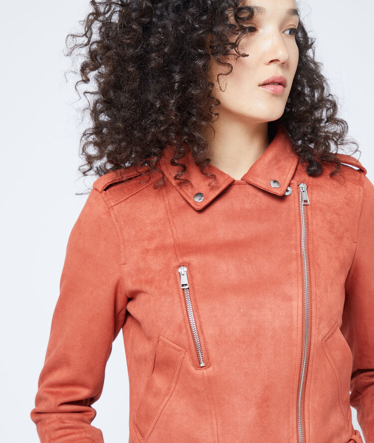 Veste de biker effet daim rouille.