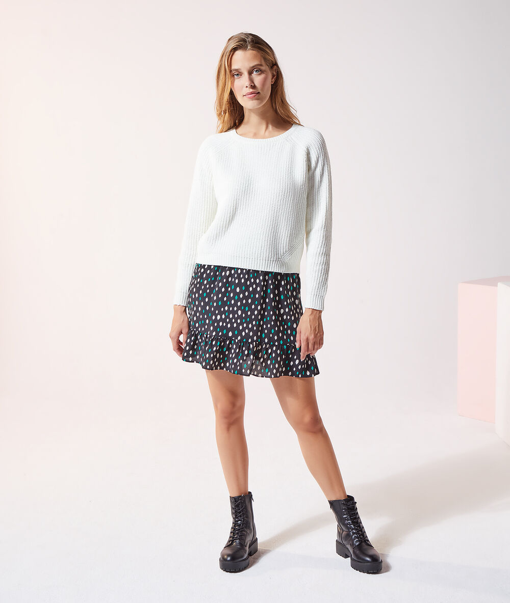 Pull à grosse maille ecru.