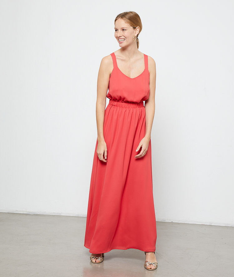 Robe dos croisé à nouer corail.