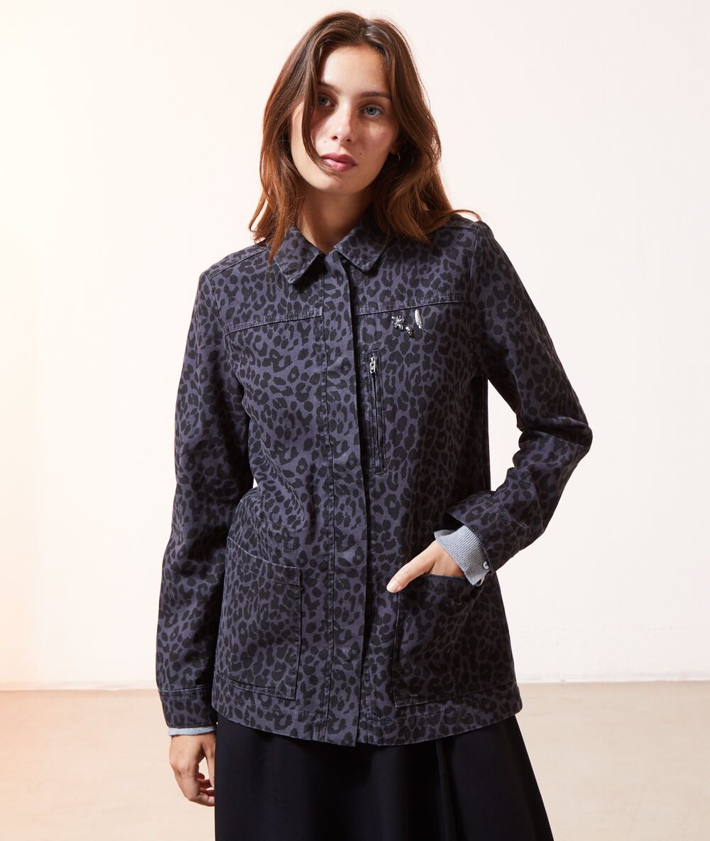 Veste imprimé léopard noir.