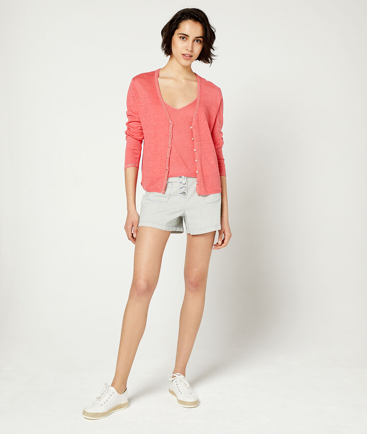 Débardeur en maille fine corail.