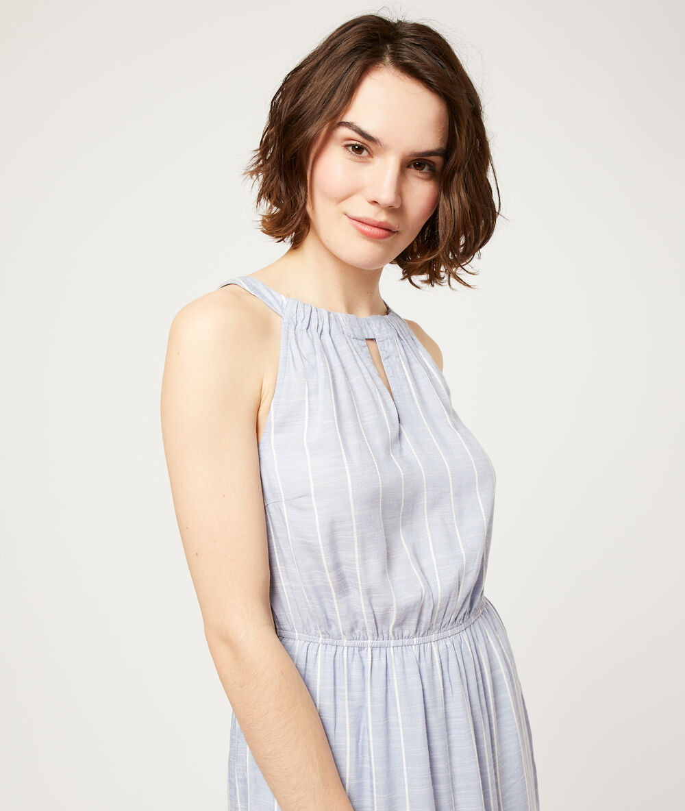 Robe longue à rayures ciel.