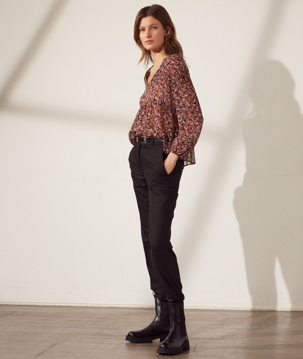 Blouse fluide imprimé fleuri baby rose.