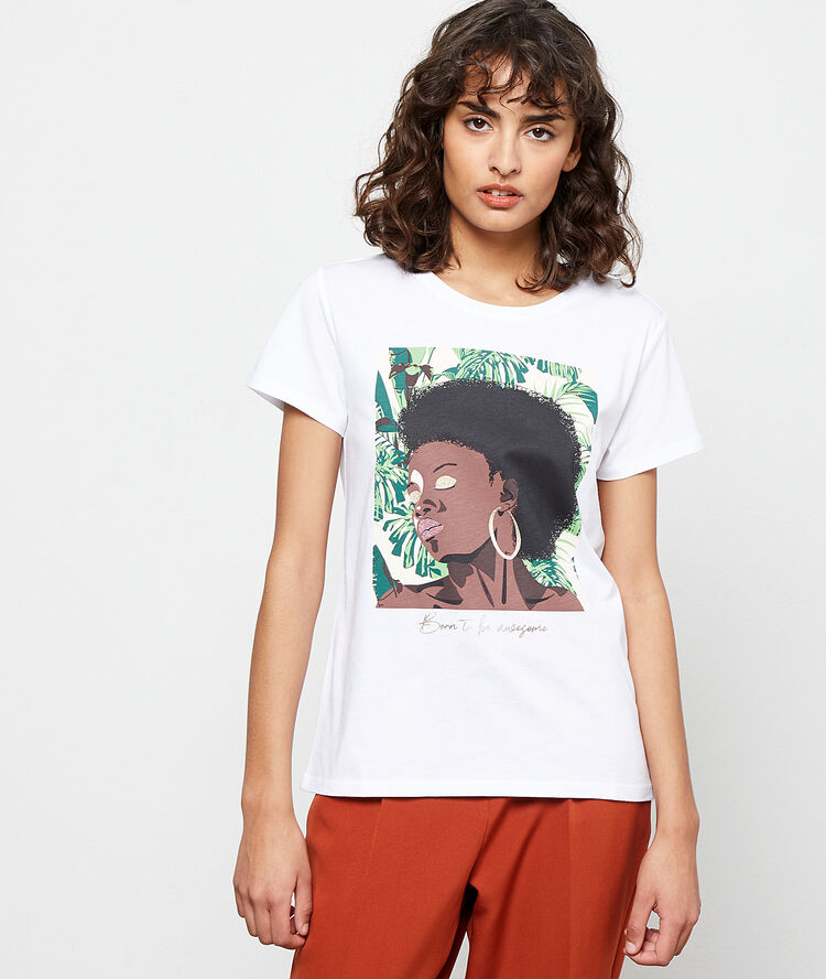 T-shirt sérigraphie blanc.
