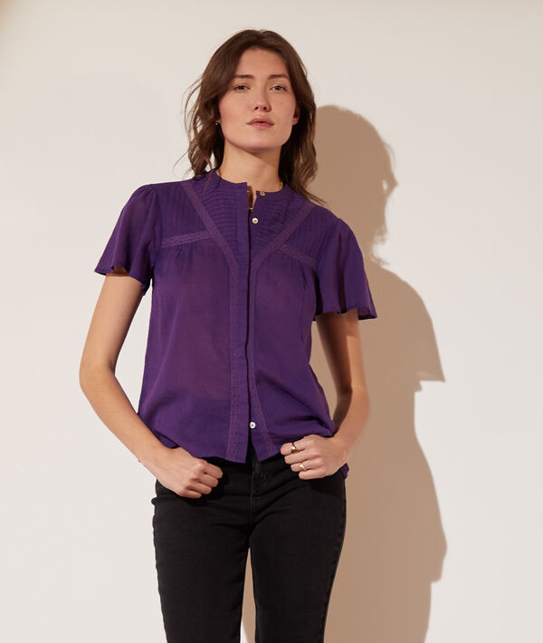 Chemise transparente manches courtes à volants Chemise transparente manches courtes à volants