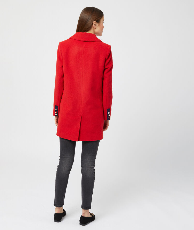 Manteau croisé esprit caban geranium.