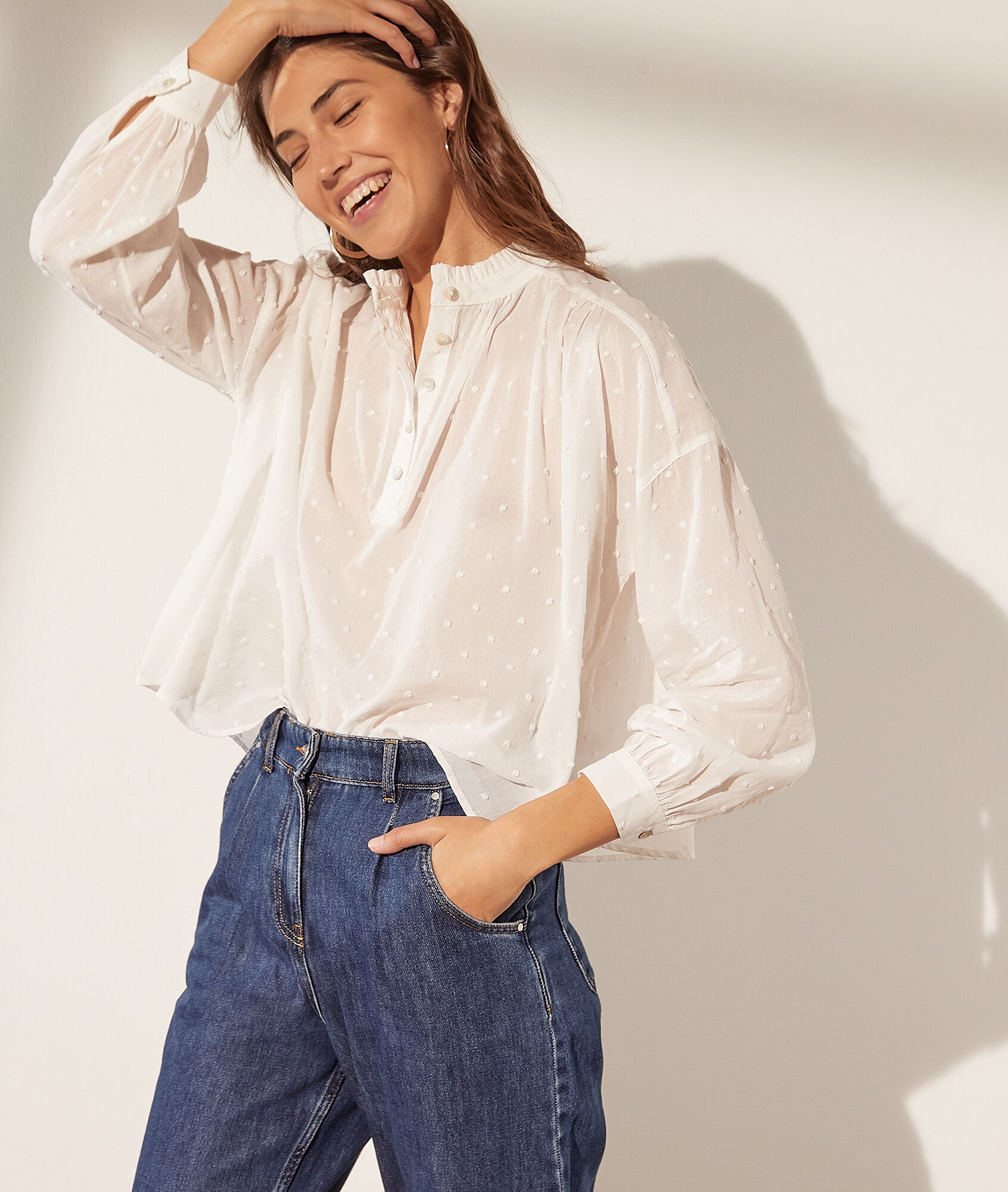 Blouse plumetis - Milane - 34 - Ecru - Femme - Etam