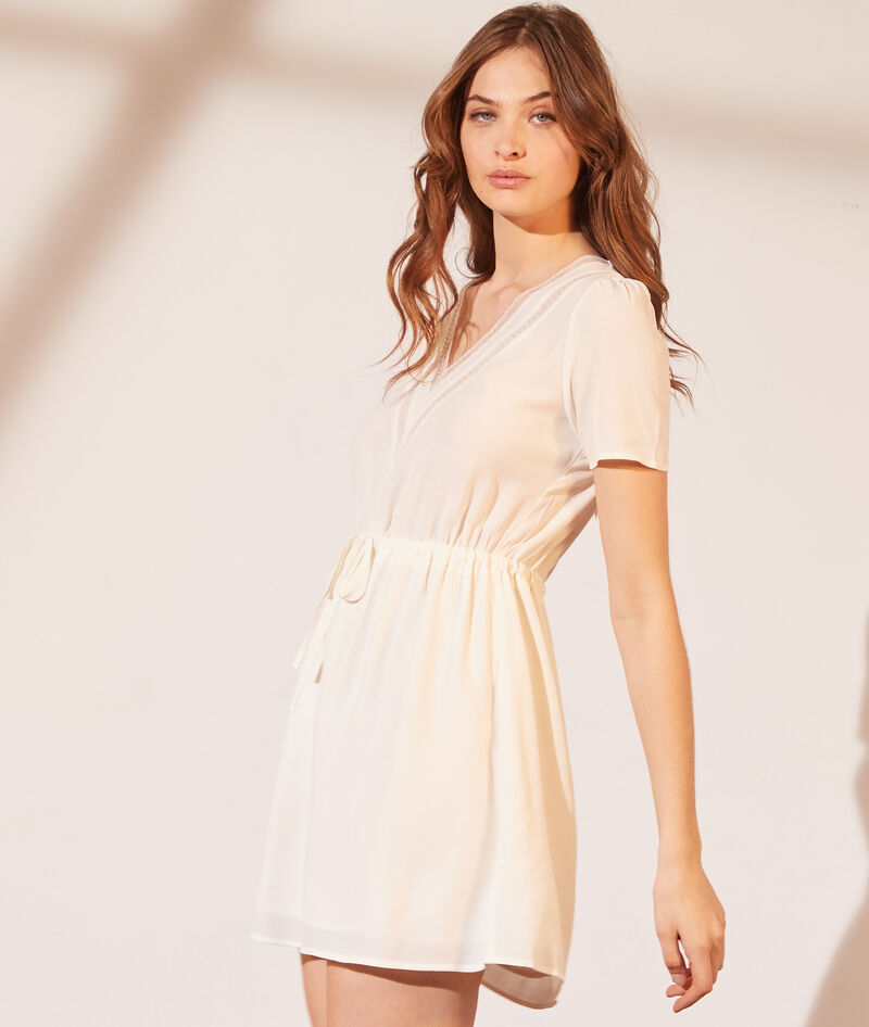 robe a nouer details en dentelle mirella ecru etam