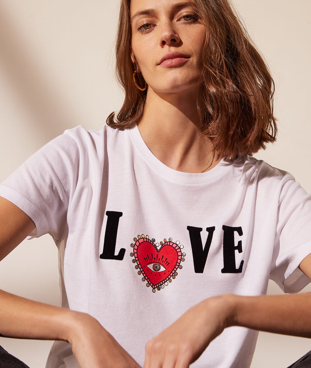 T-shirt "love" ecru.