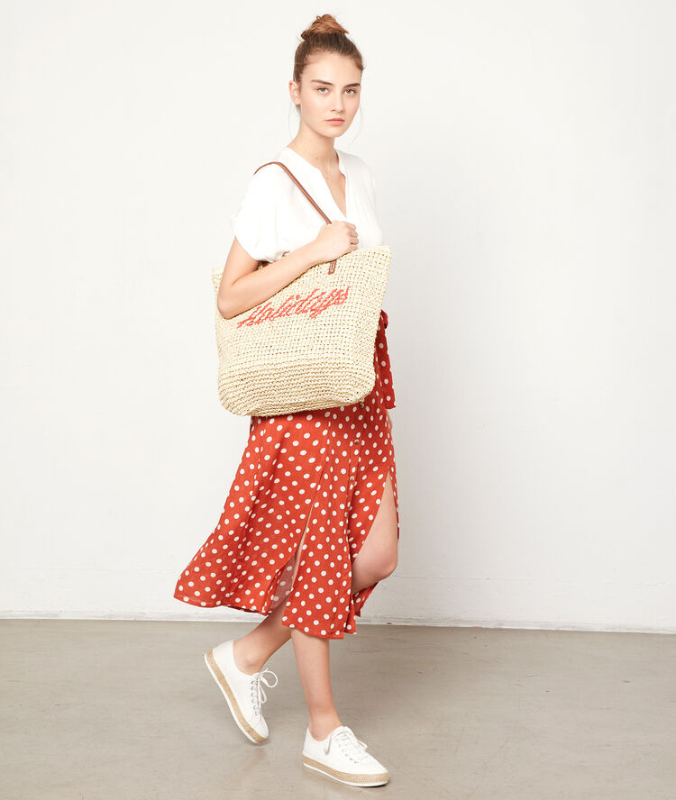 Sac tressé "holidays" beige rose.