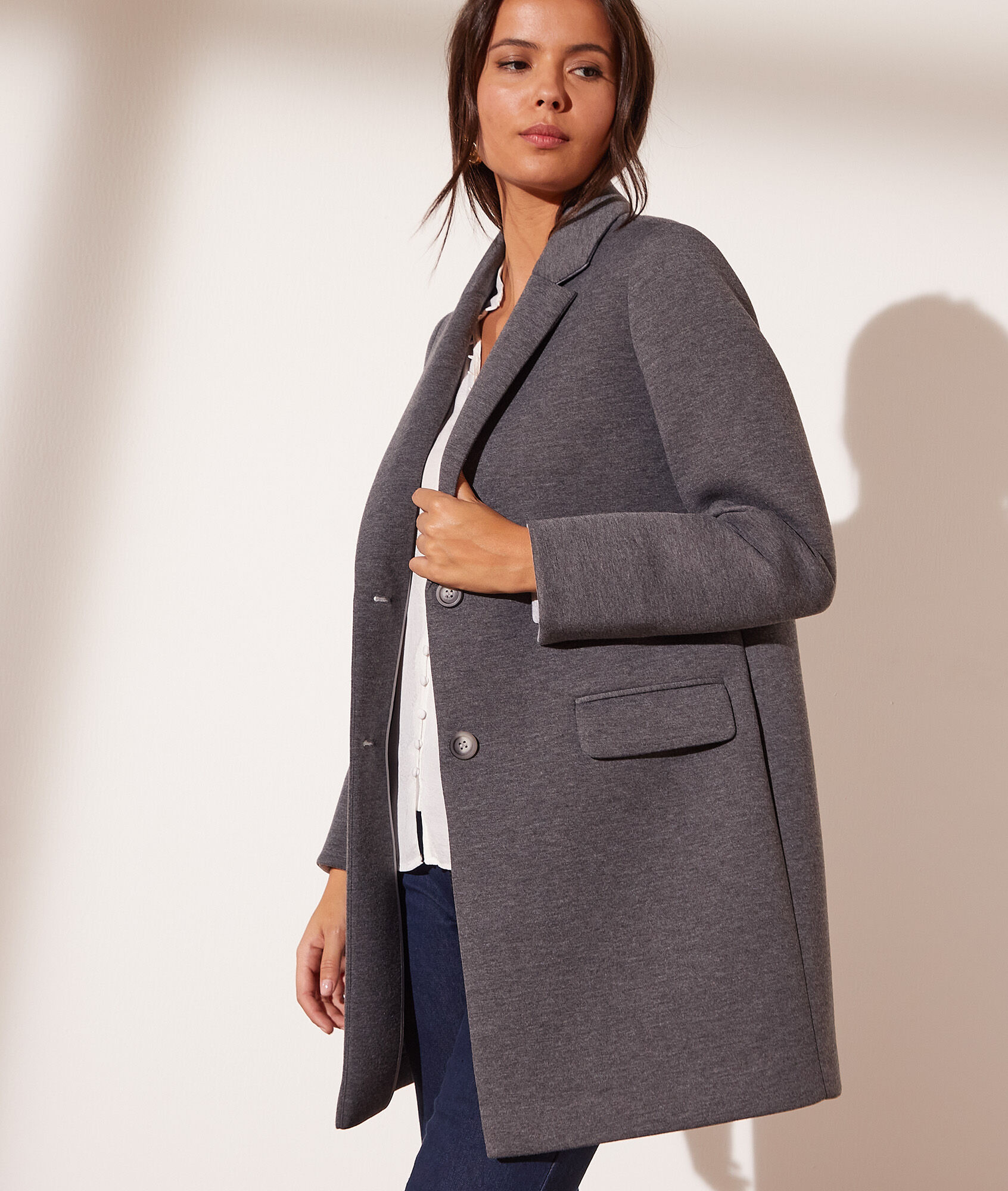 Manteau coupe droite - Vicm - XS - Gris - Femme - Etam
