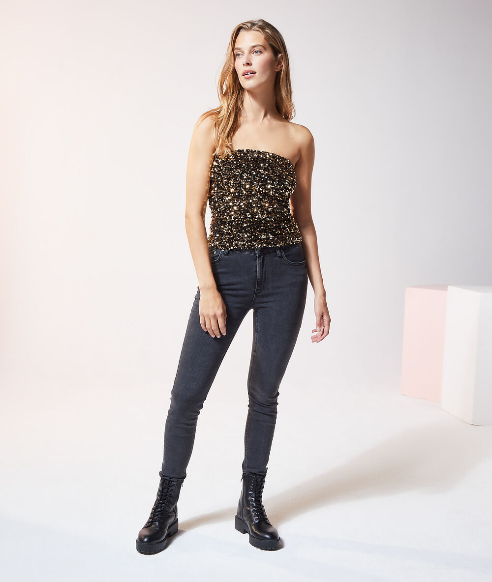 Bustier à sequins or.