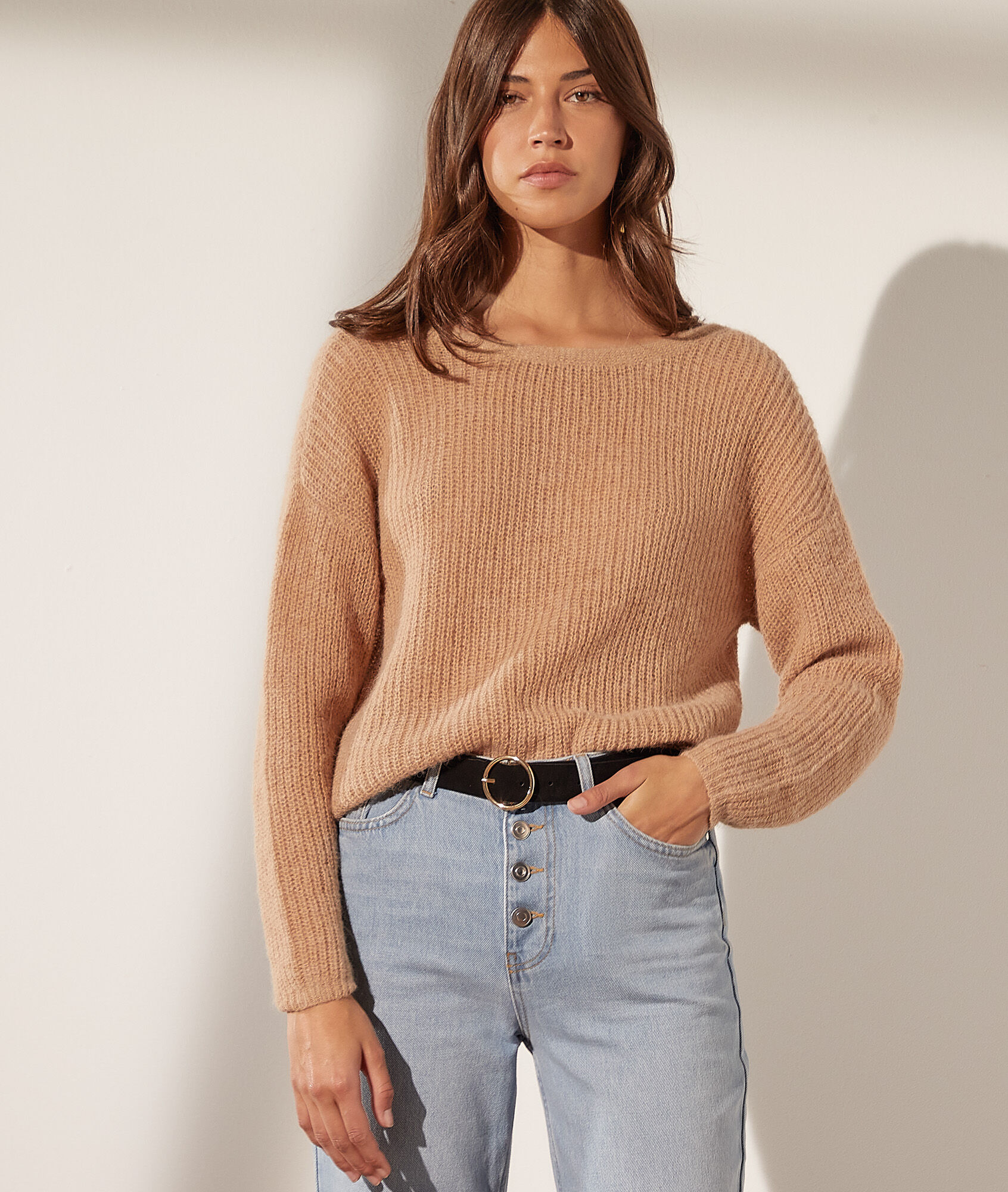 Gilet réversible en maille - Lalie - XS - Beige - Femme - Etam