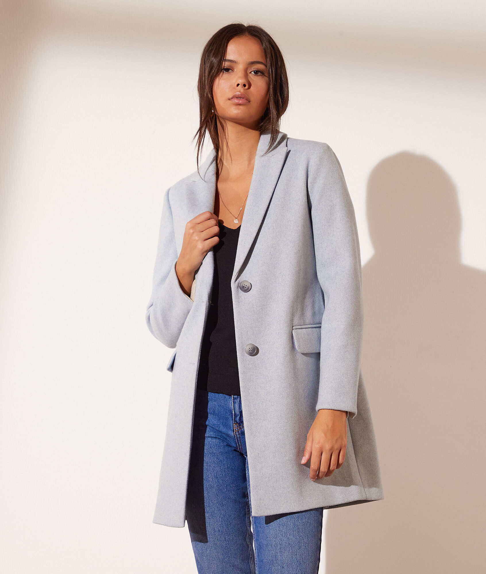Manteau coupe droite - Victor - 34 - Bleu Clair - Femme - Etam
