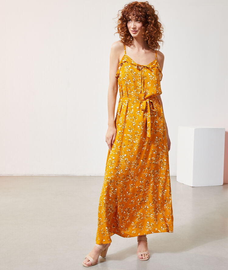 Robe à imprimé floral safran.