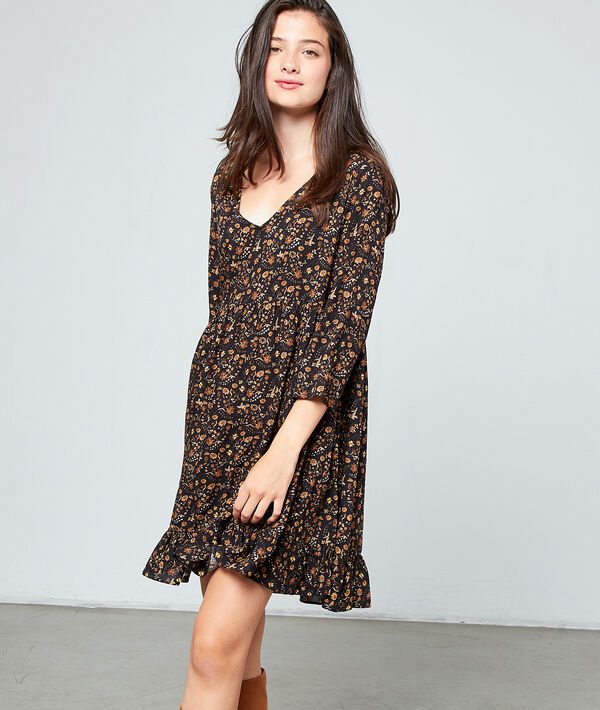 Robe fluide à imprimé fleuri - ELODY - 34 - Noir - Femme - Etam