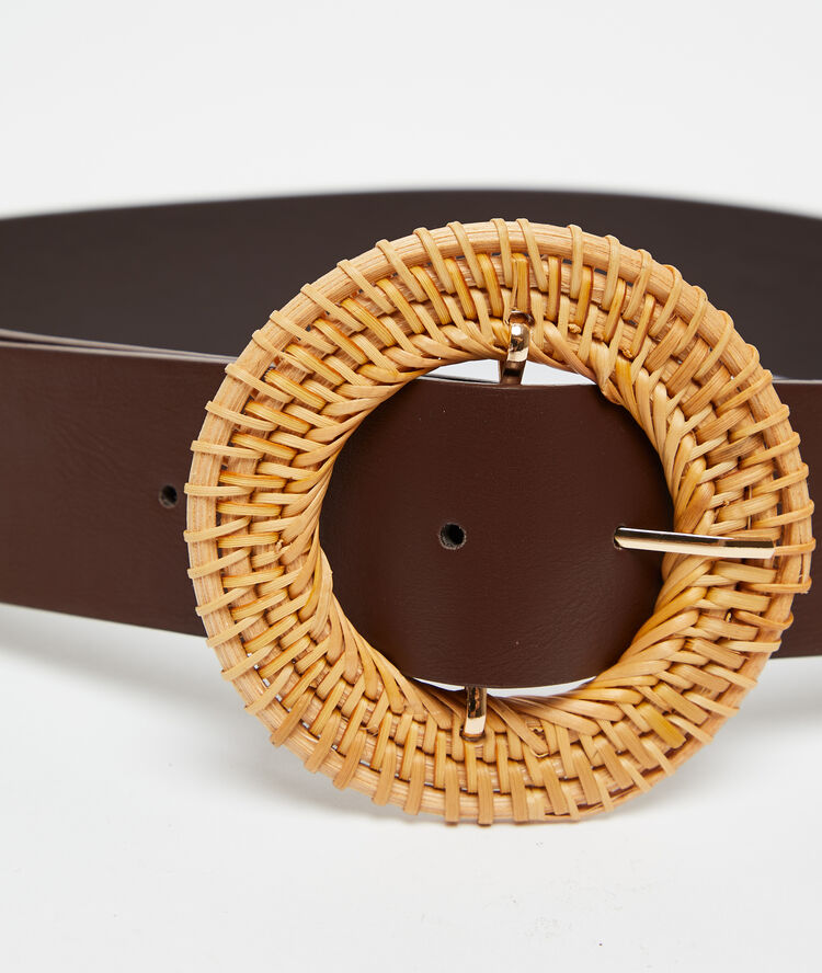 Ceinture large à boucle tressée terre.
