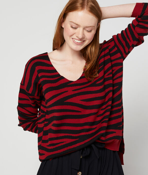 Pull col v imprimé zèbre Pull col v imprimé zèbre
