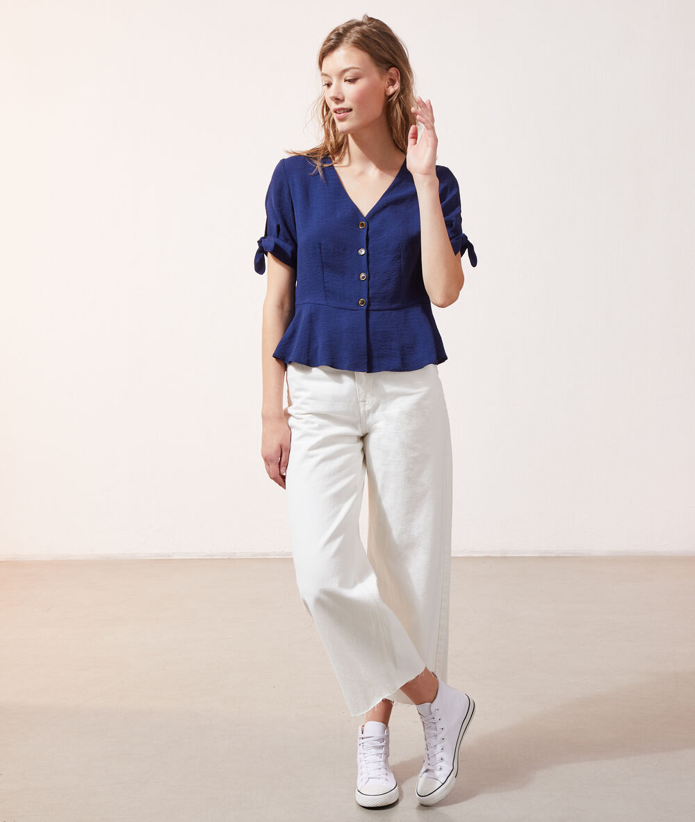 Blouse manches nouées marine.