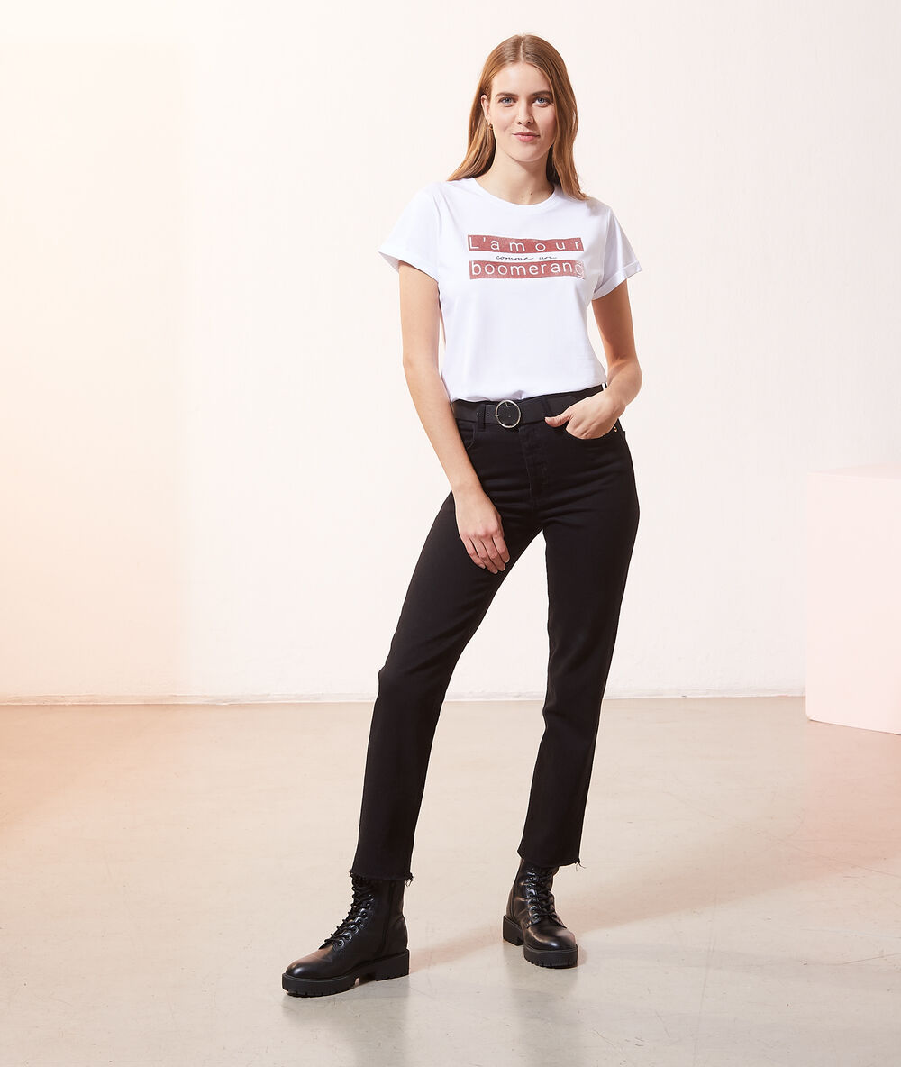 T-shirt "l'amour comme un boomerang" blanc.