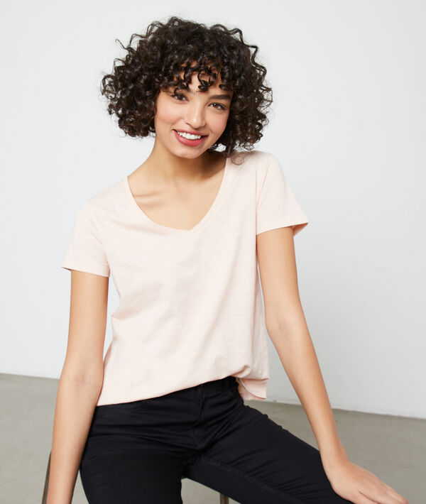 T-shirt col v - MARGOT - XS - Rose - Femme - Etam