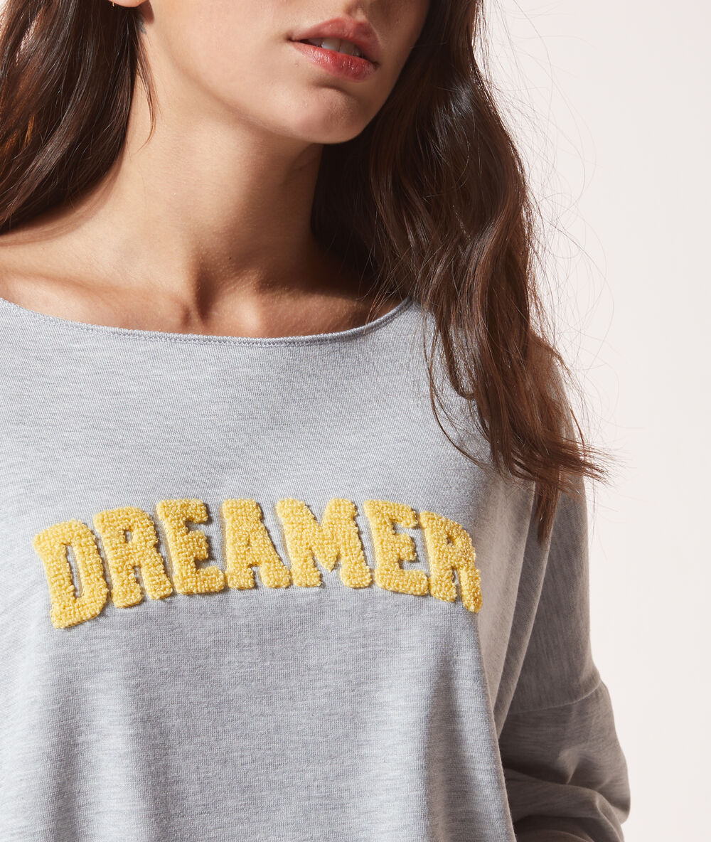 Sweat "dreamer" gris chine clair.