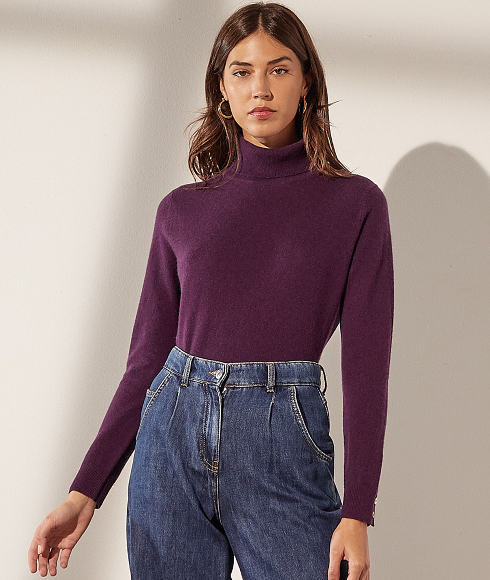 Pull col roulé en cachemire - Anoki - XS - Violet - Femme - Etam