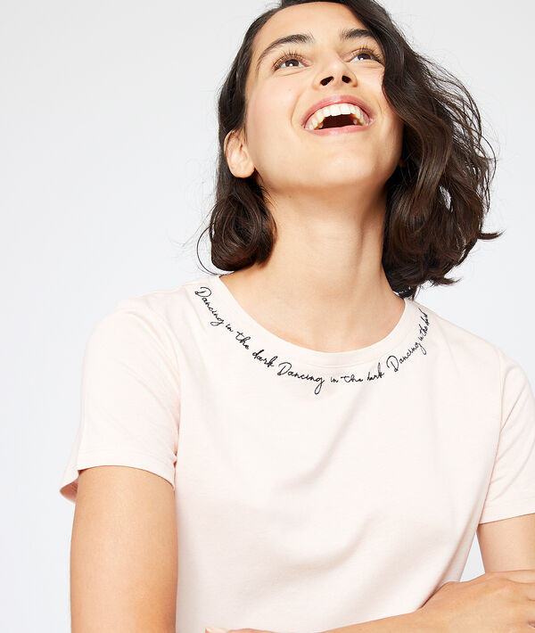 T-shirt brodé "dancing in the dark" nude.