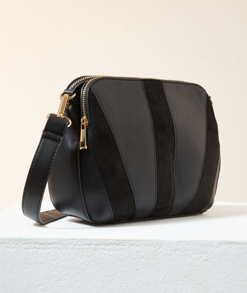 Sac besace bi-matière noir.