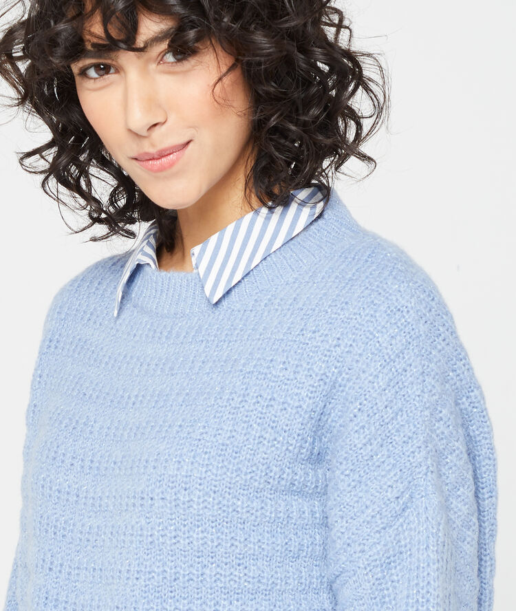 Pull en grosse maille ciel.