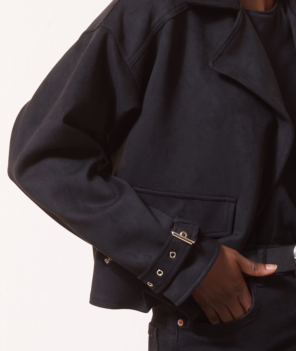 Veste de biker effet daim camel.
