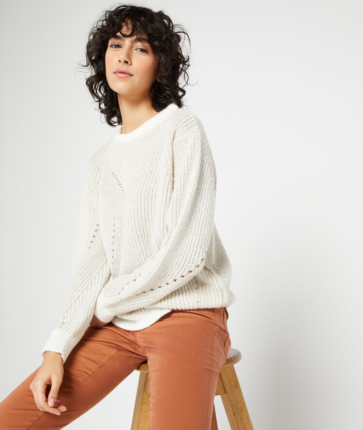 Pull en grosse maille ecru.