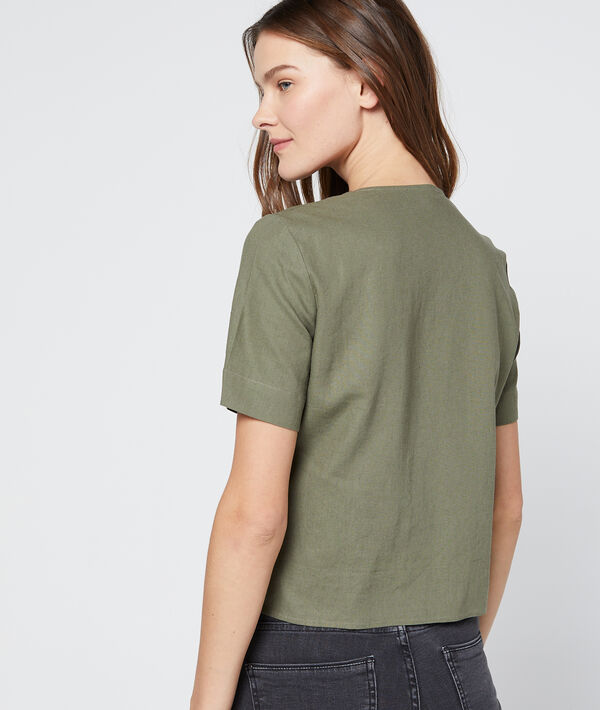 Blouse courte boutonnage asymétrique Blouse courte boutonnage asymétrique