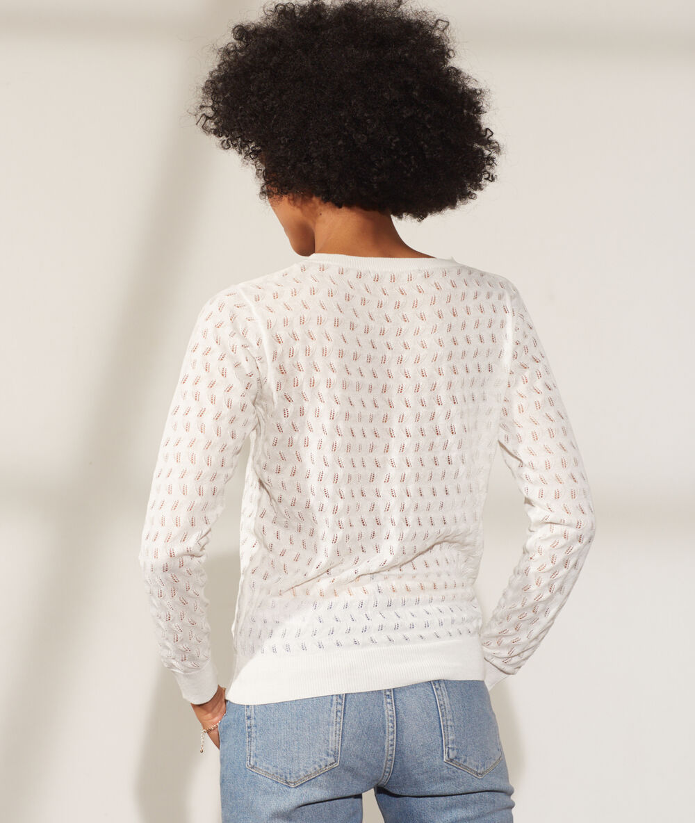 Pull col rond blanc.