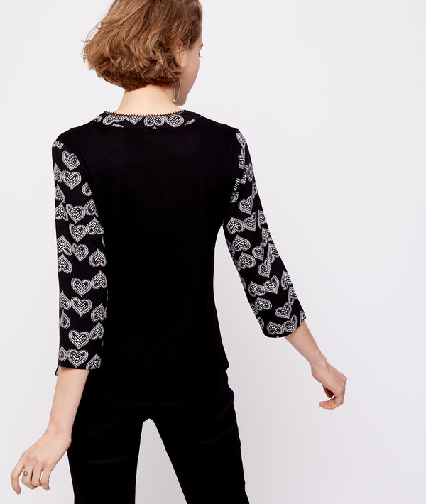 Top col v à motifs cœur Top col v à motifs cœur