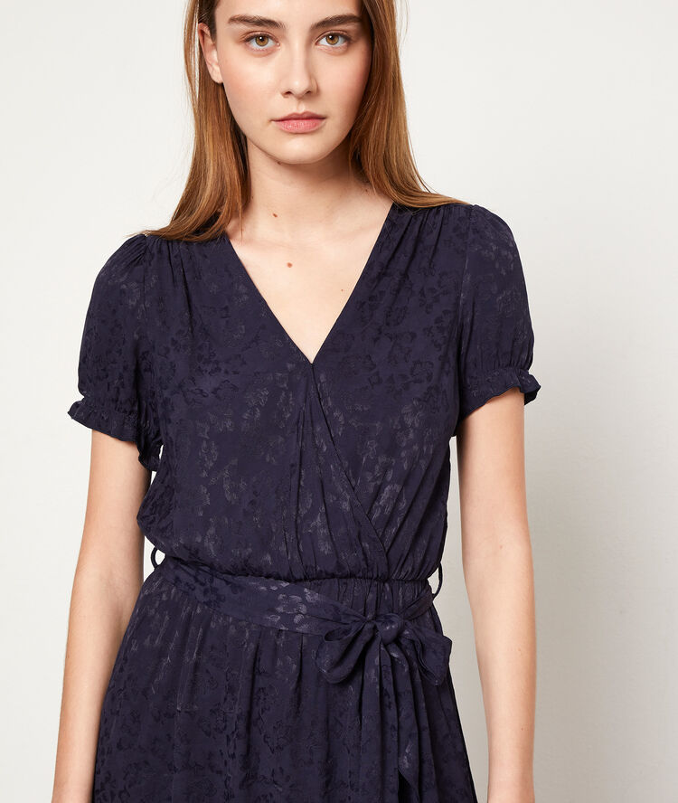 Robe cache-coeur imprimé léopard marine.