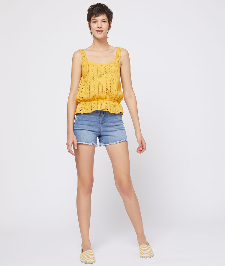 Top à broderie anglaise curry.